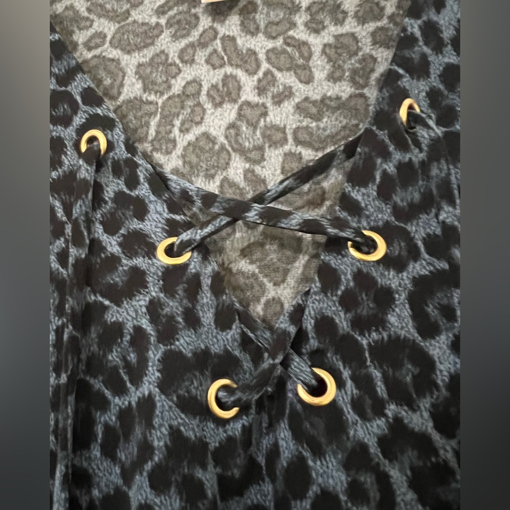 Michael Kors Gray Animal Print Top - Picture 3 of 10
